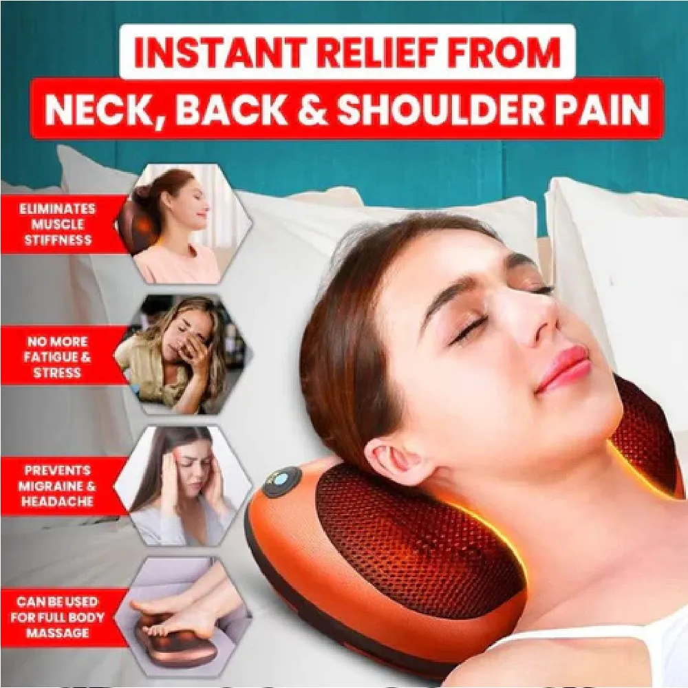 Car and Home Massage Pillow Electric Massager for Neck, Back, Shoulder, Waist, Muscle Pain Relief with Heat Function